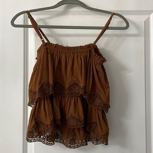 Express Cropped Brown Top